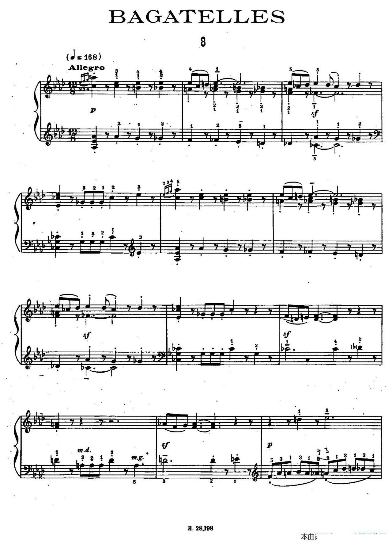 Ten Bagatelles Op 5 10首小品 8 降A大调(十字及以上)1