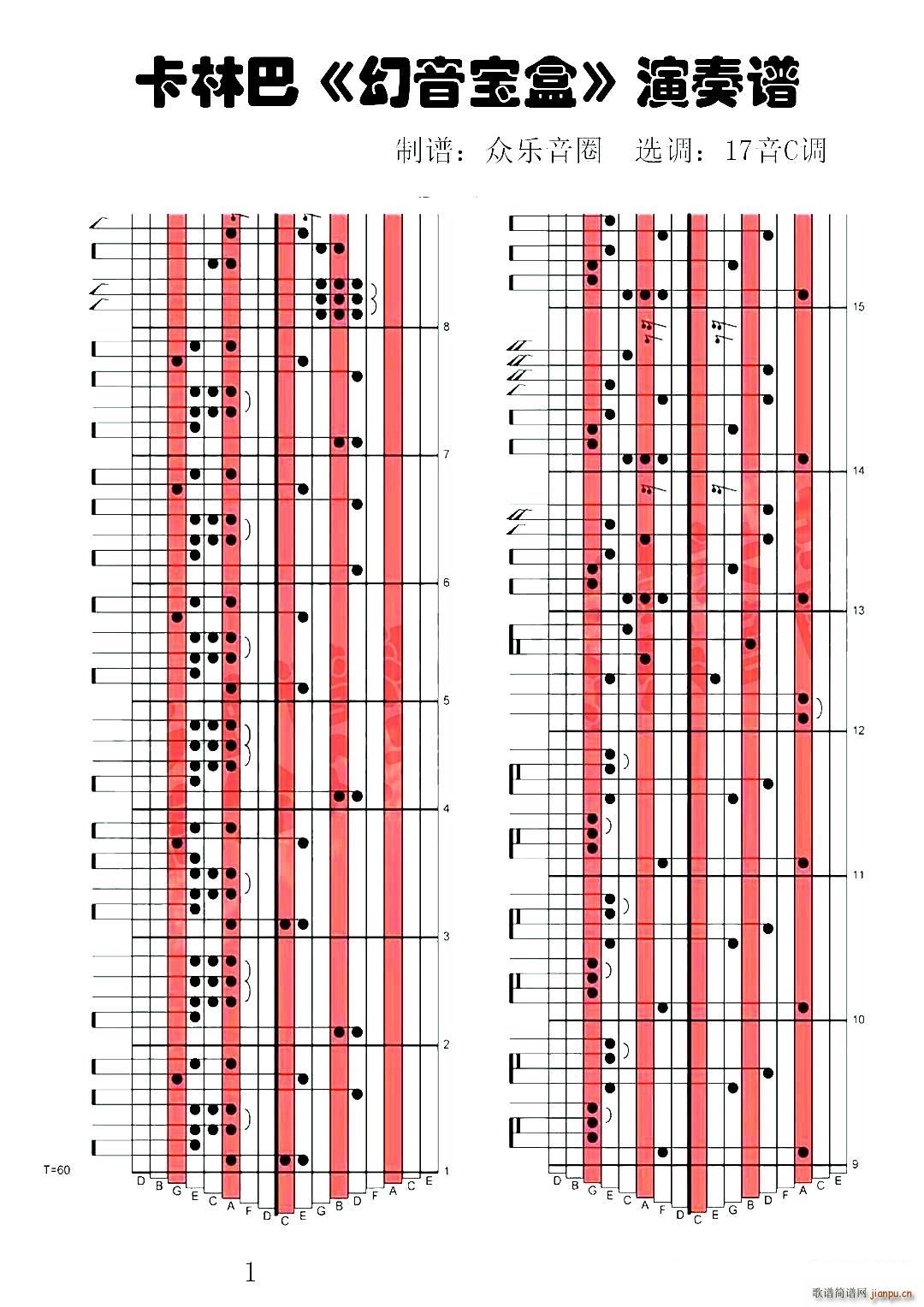 幻音宝盒 拇指琴卡林巴琴演奏谱(十字及以上)1