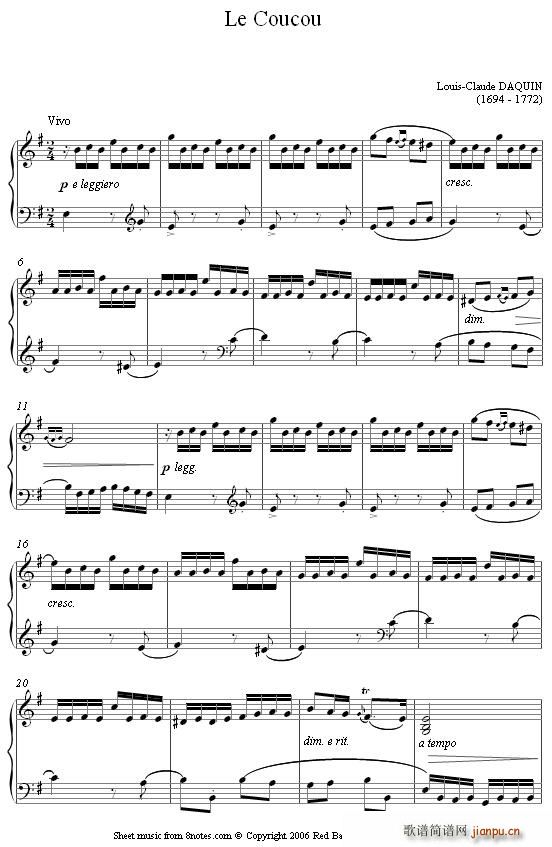 LE COUCOU(九字歌谱)1