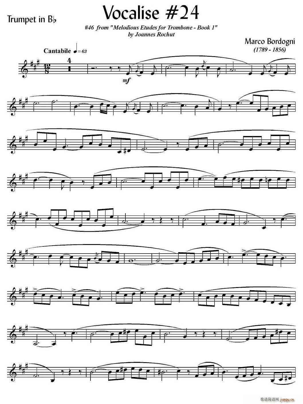 Bordogni Vocalise 24 小号 铜管(十字及以上)1