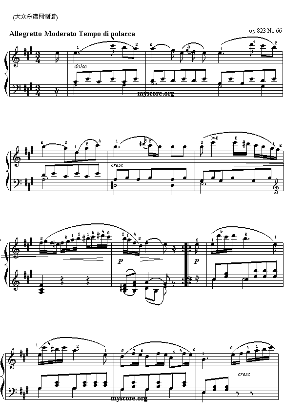 车尔尼钢琴练习823第66首(十字及以上)1