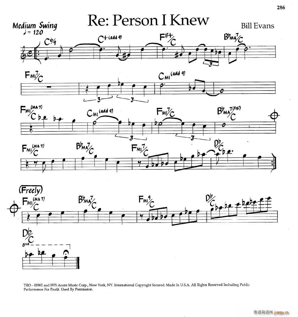 Re Person I Knew 爵士钢琴曲(钢琴谱)1