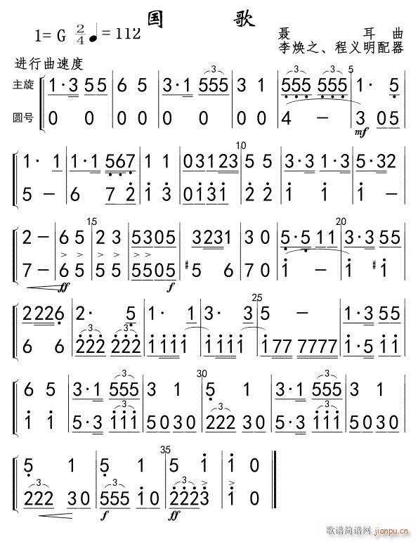 国歌 简(四字歌谱)1