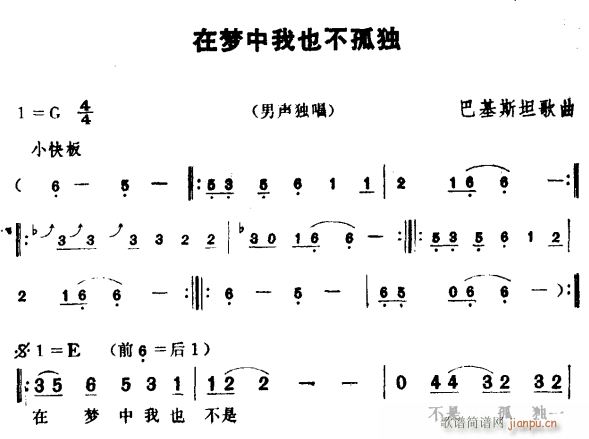 在梦中我也不孤独(八字歌谱)1