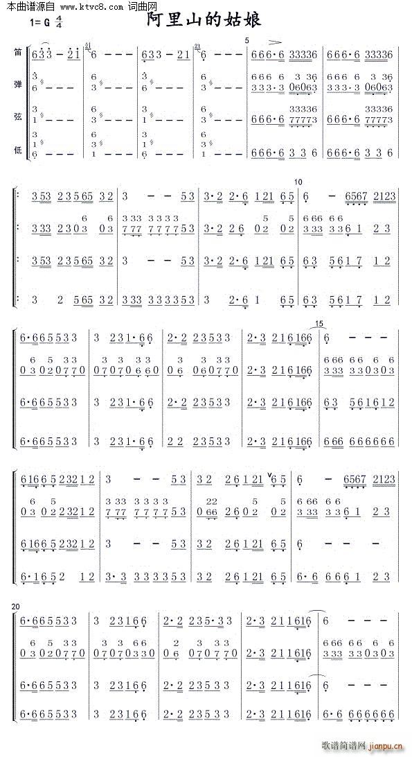 阿里山的姑娘 民乐小(总谱)1