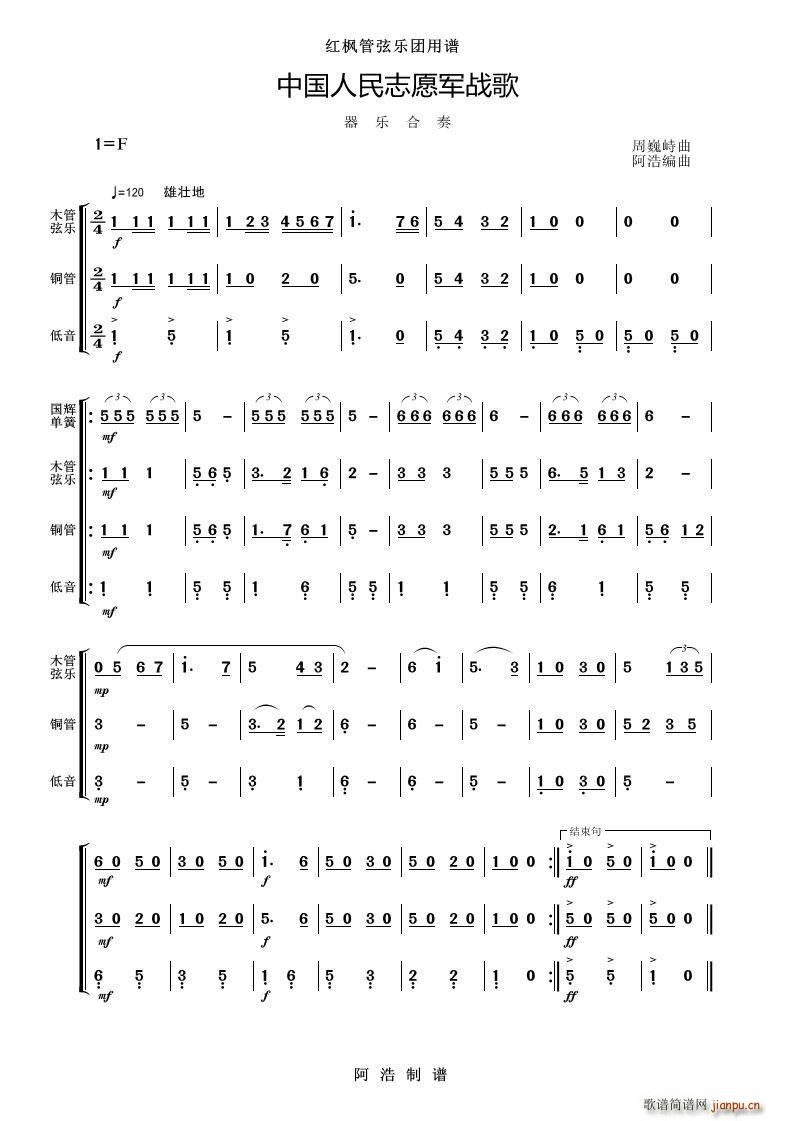 中国人民志愿军战歌 器乐合奏(总谱)1