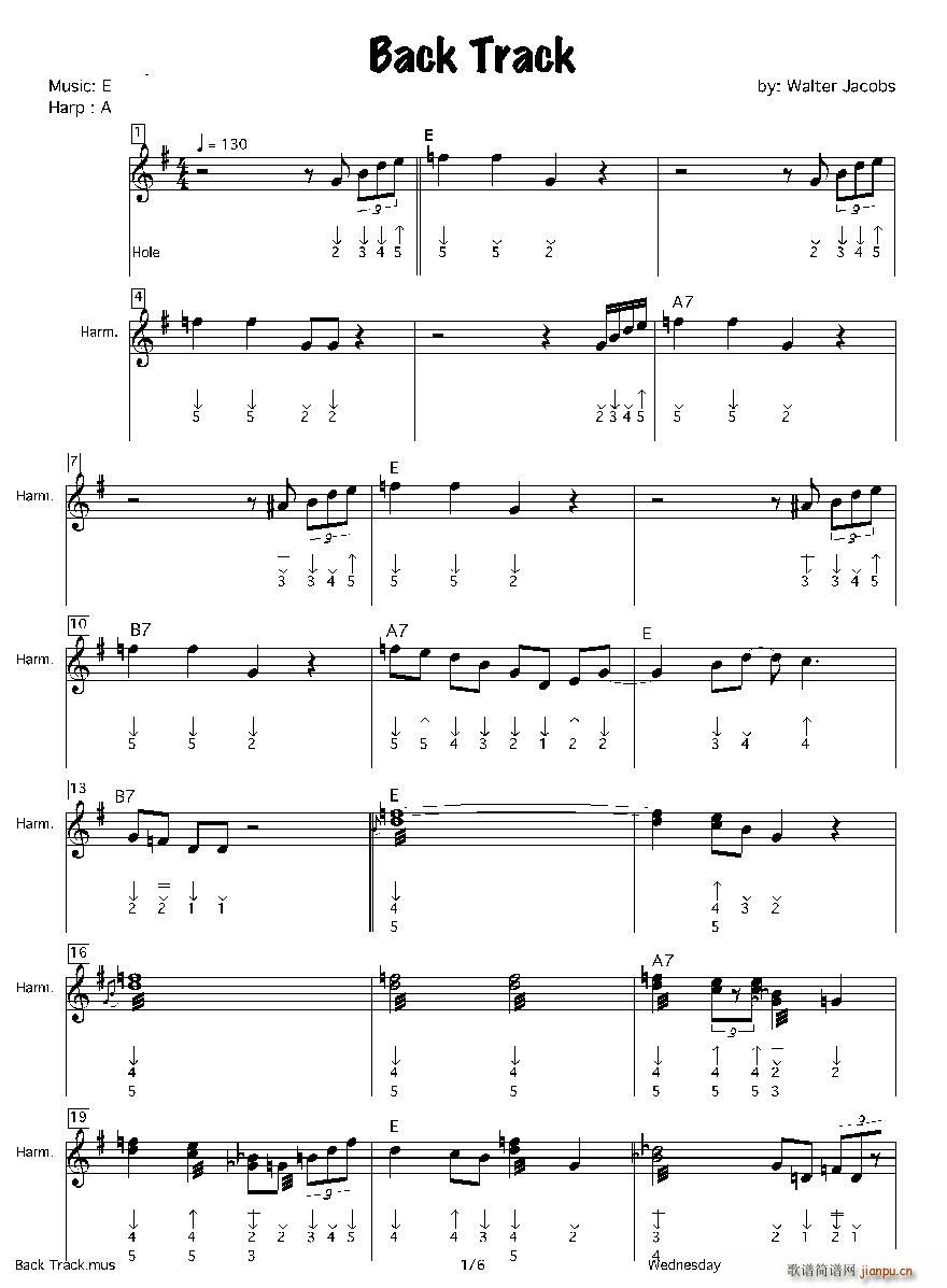 back track 布鲁斯 口琴(口琴谱)1