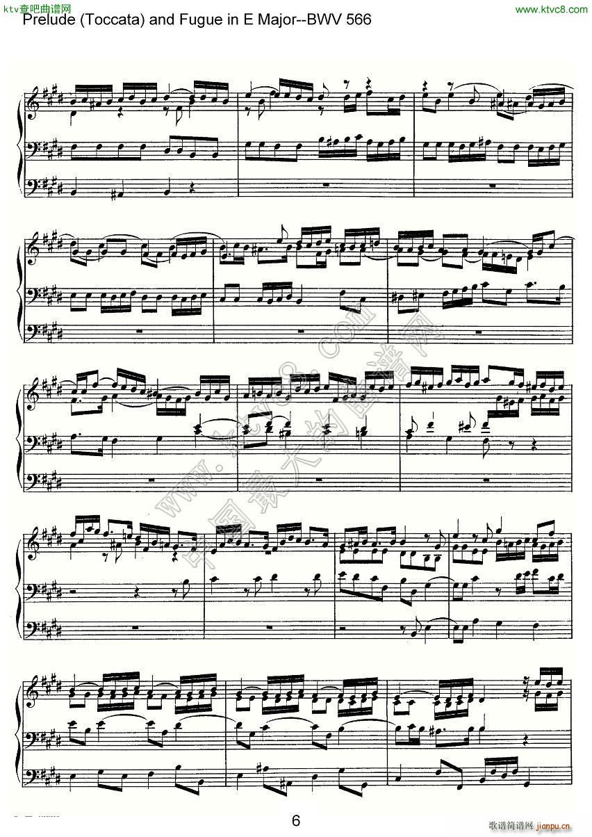 Prelude Toccata and Fugue in E Major BWV 566 管风琴谱(十字及以上)6