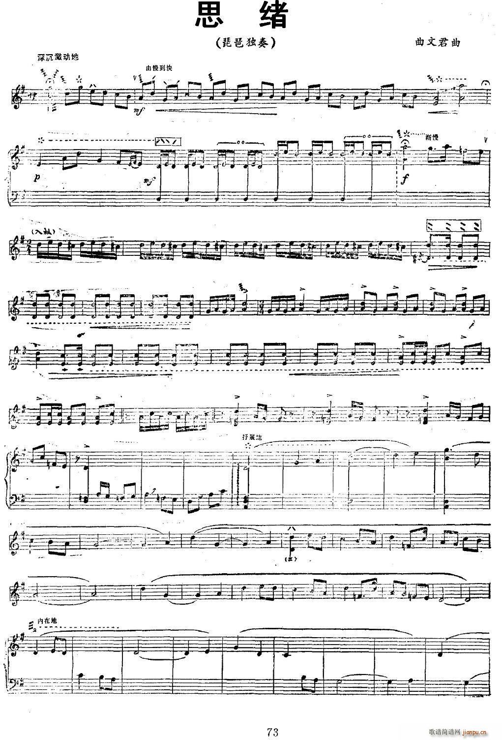思绪 琵琶(琵琶谱)1