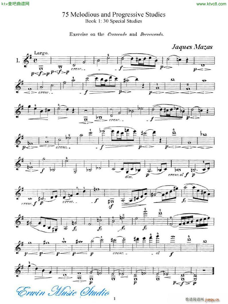 马扎斯 75首渐进式旋律练习 图书1 30首专门练习 01 20(十字及以上)1