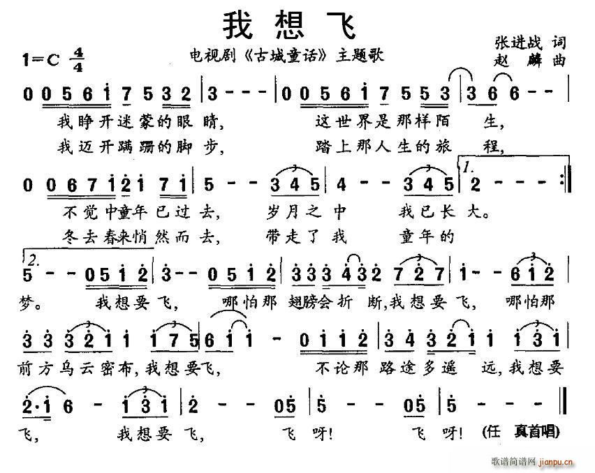 我想飞 电视剧 古城童话 主题歌(十字及以上)1