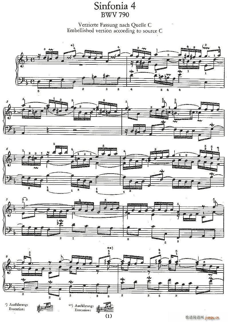 Sinfonia 4 BWV-790(十字及以上)1