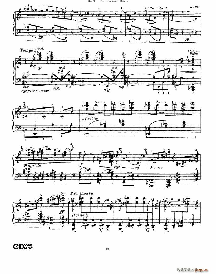 Bartok SZ 43 Two romanian dances op8a(钢琴谱)14