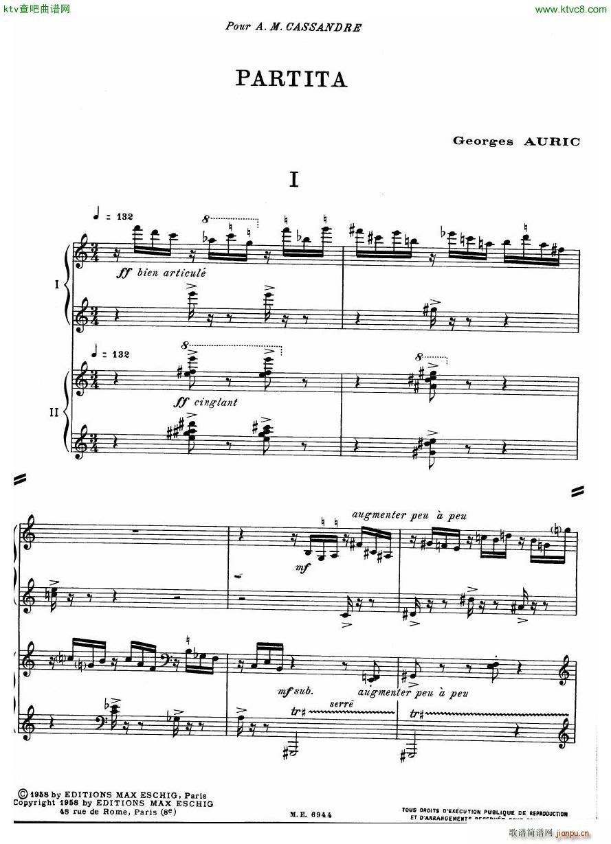 Auric Partita for two pianos(钢琴谱)1