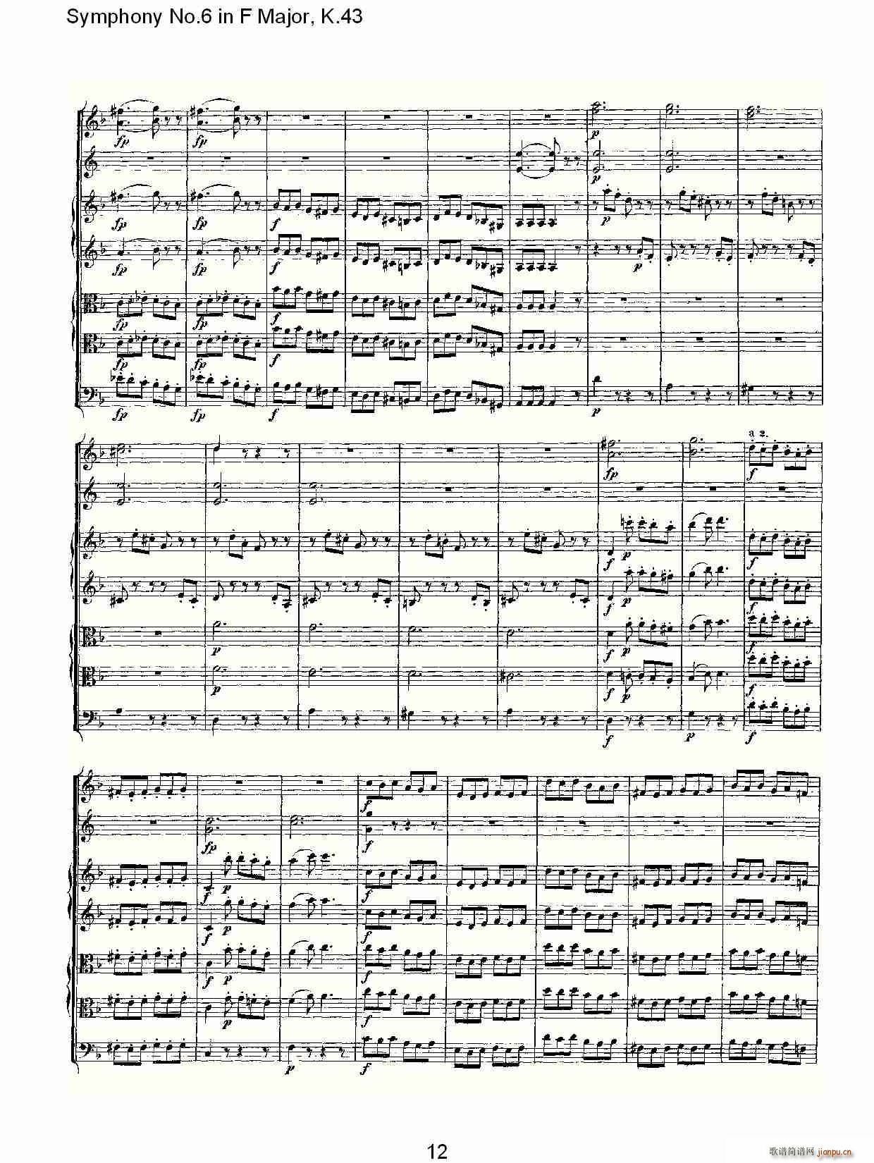 Symphony No.6 in F Major, K.43(十字及以上)12