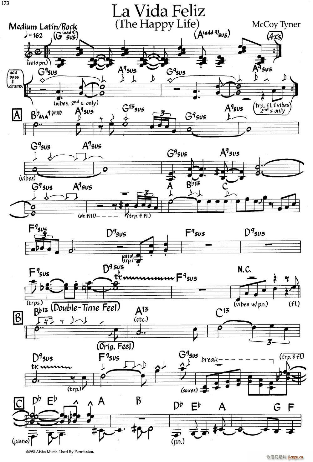 La Vida Feliz 爵士钢琴曲(钢琴谱)1