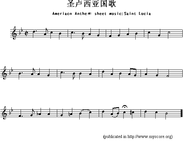 圣卢西亚国歌（Ameriacn(钢琴谱)1