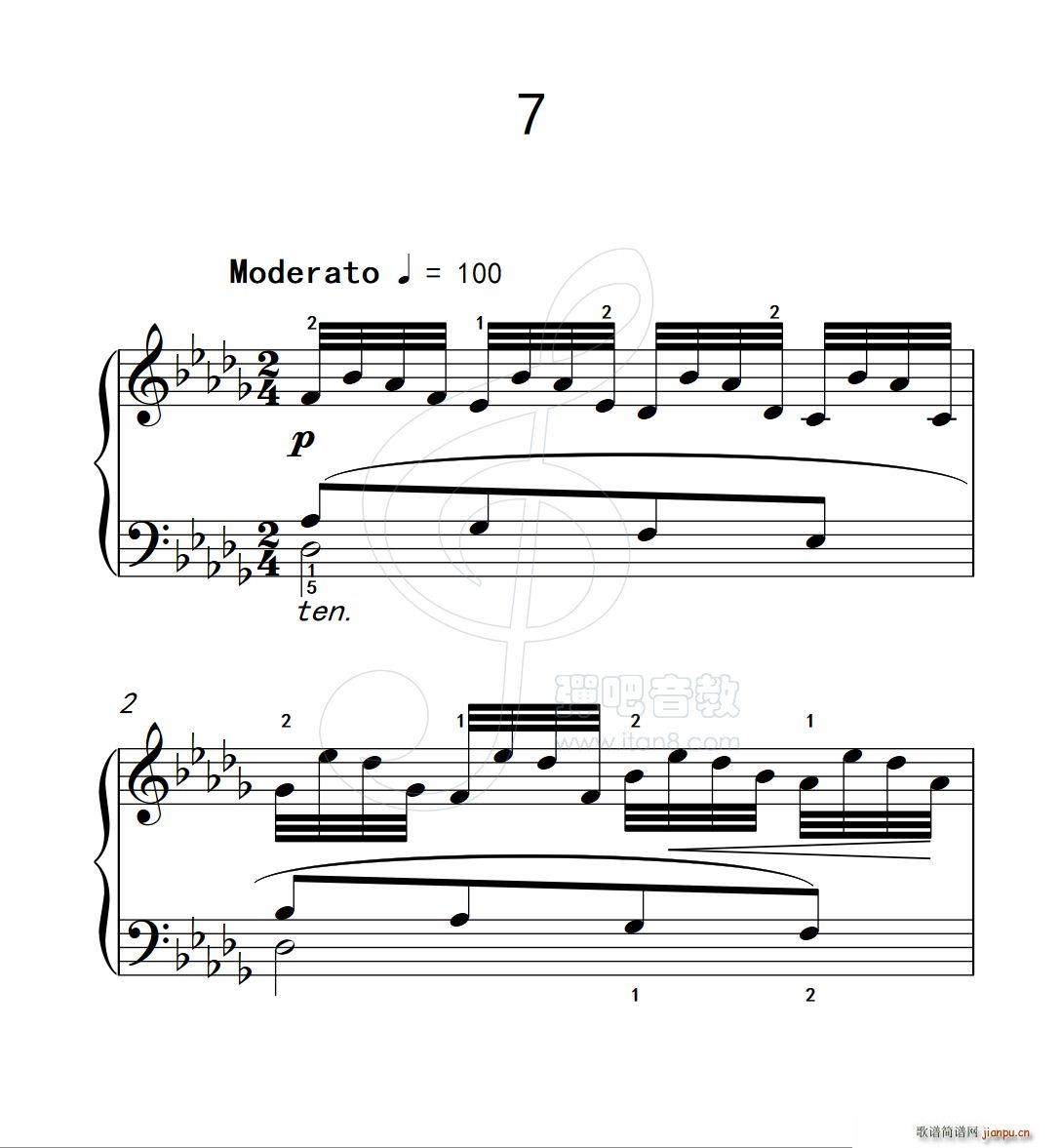 练习曲 7 克拉莫钢琴练习曲60首(钢琴谱)1