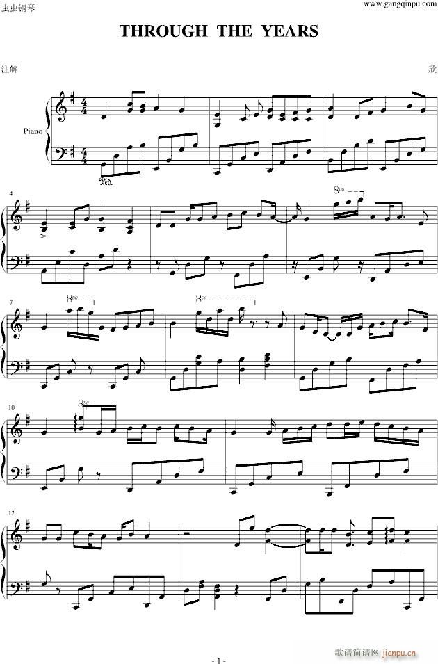 THROUGH THE YEARS(钢琴谱)1