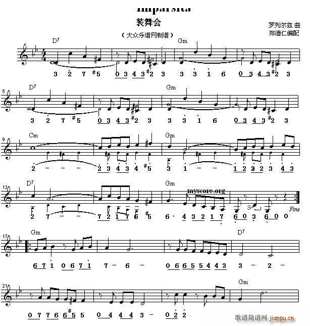 La cumparsita化装舞会 探戈舞曲(钢琴谱)1