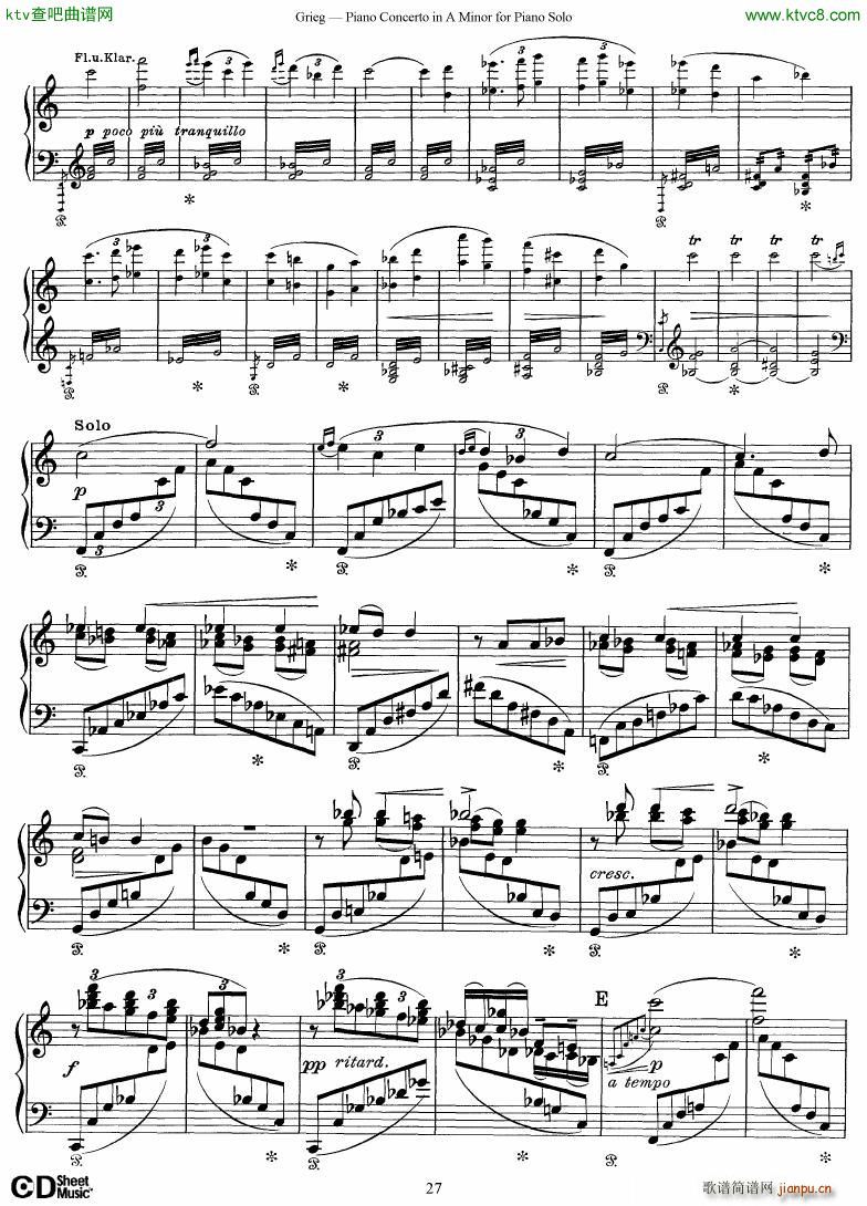 Grieg Piano Concerto solo arr 2 byGrieg(钢琴谱)27