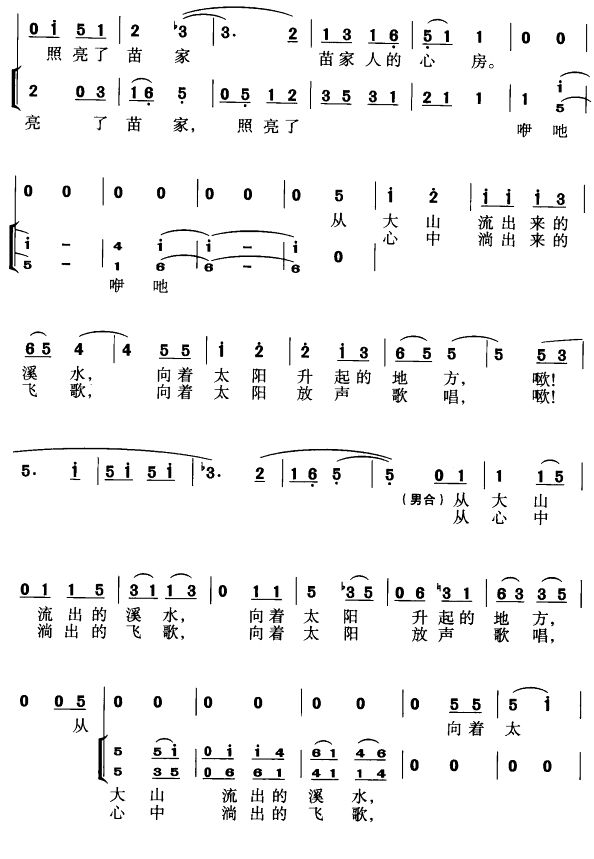 月亮山的木鼓声(七字歌谱)3