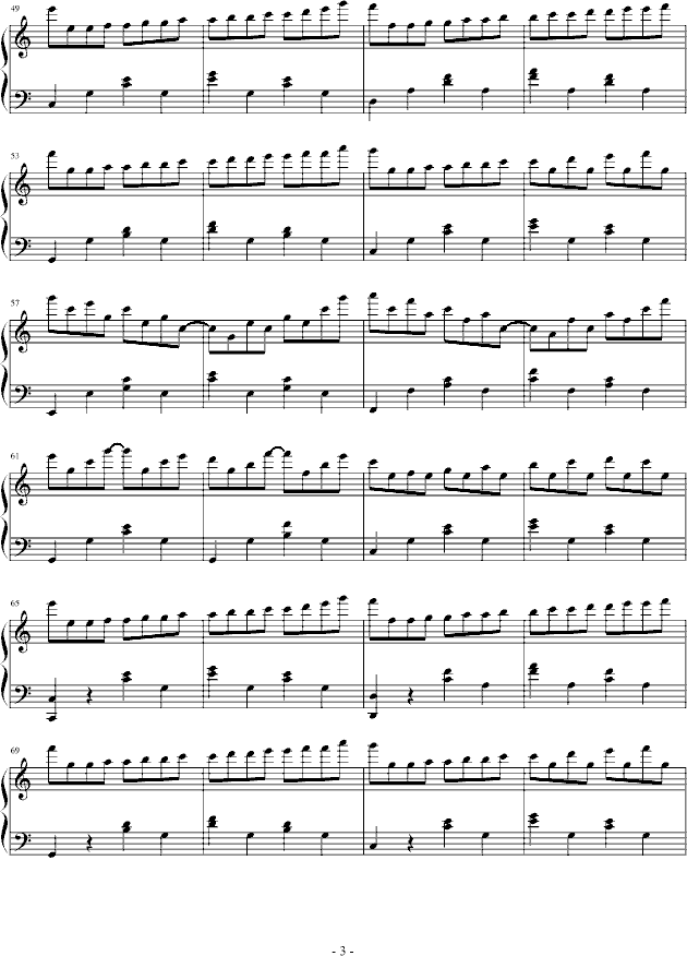 C大调练习曲(钢琴谱)3