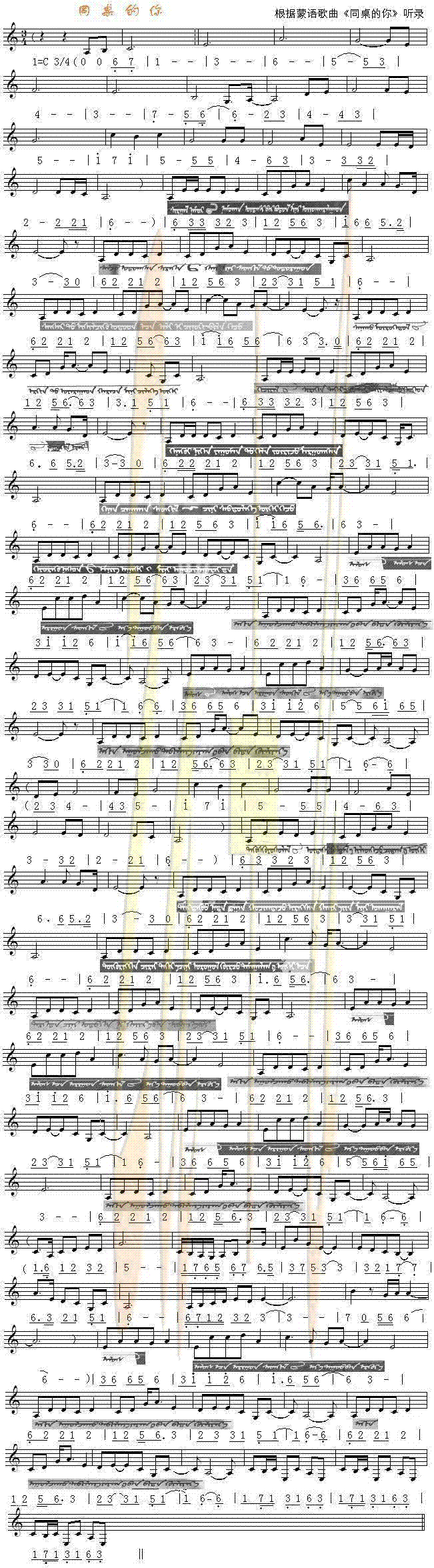 同桌的你(四字歌谱)1