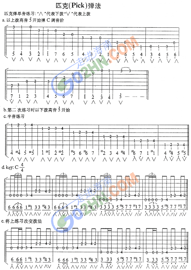 匹克节奏练习(吉他谱)1
