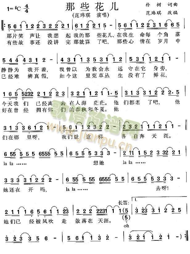 那些花儿(四字歌谱)1