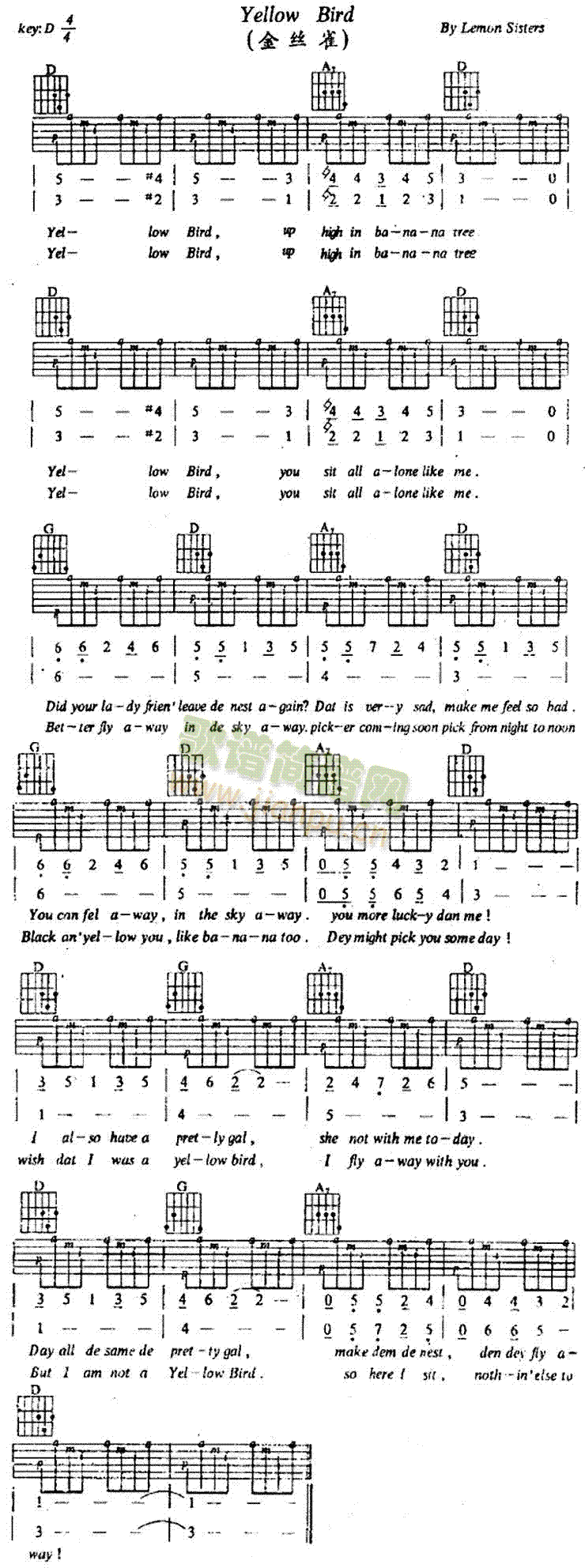 YellowBird(吉他谱)1