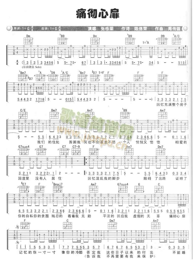 痛彻心扉(吉他谱)1