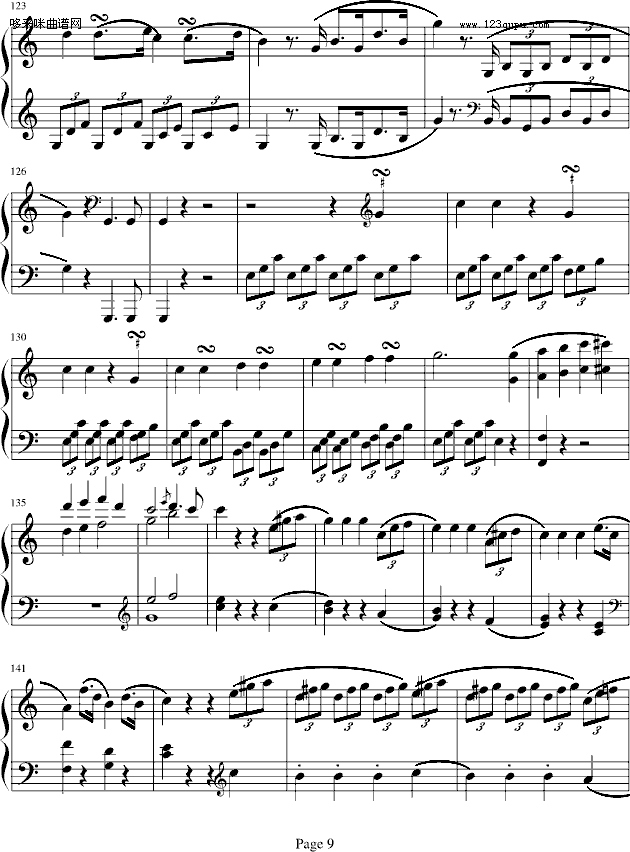 海頓奏鳴曲第一樂章-海顿(钢琴谱)9