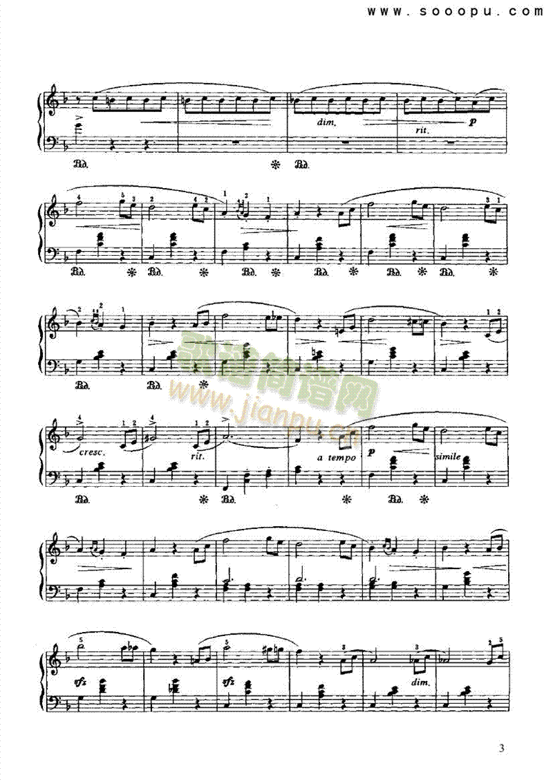 慢步圆舞曲键盘类钢琴(其他乐谱)3