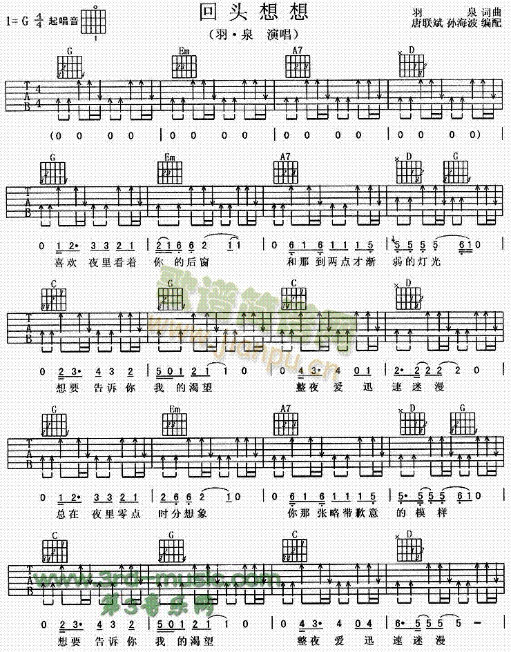 回头想想(吉他谱)1