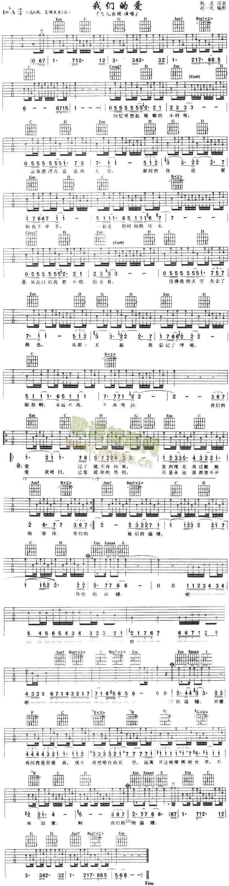 飞儿乐团-我们的爱(吉他谱)1