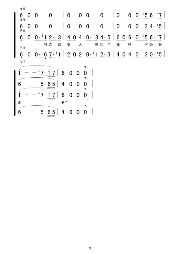 吉普赛人的铁砧合唱(九字歌谱)3