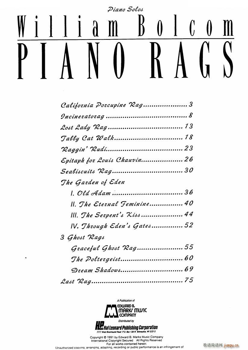 551 classical sheet music piano rags 一(钢琴谱)3