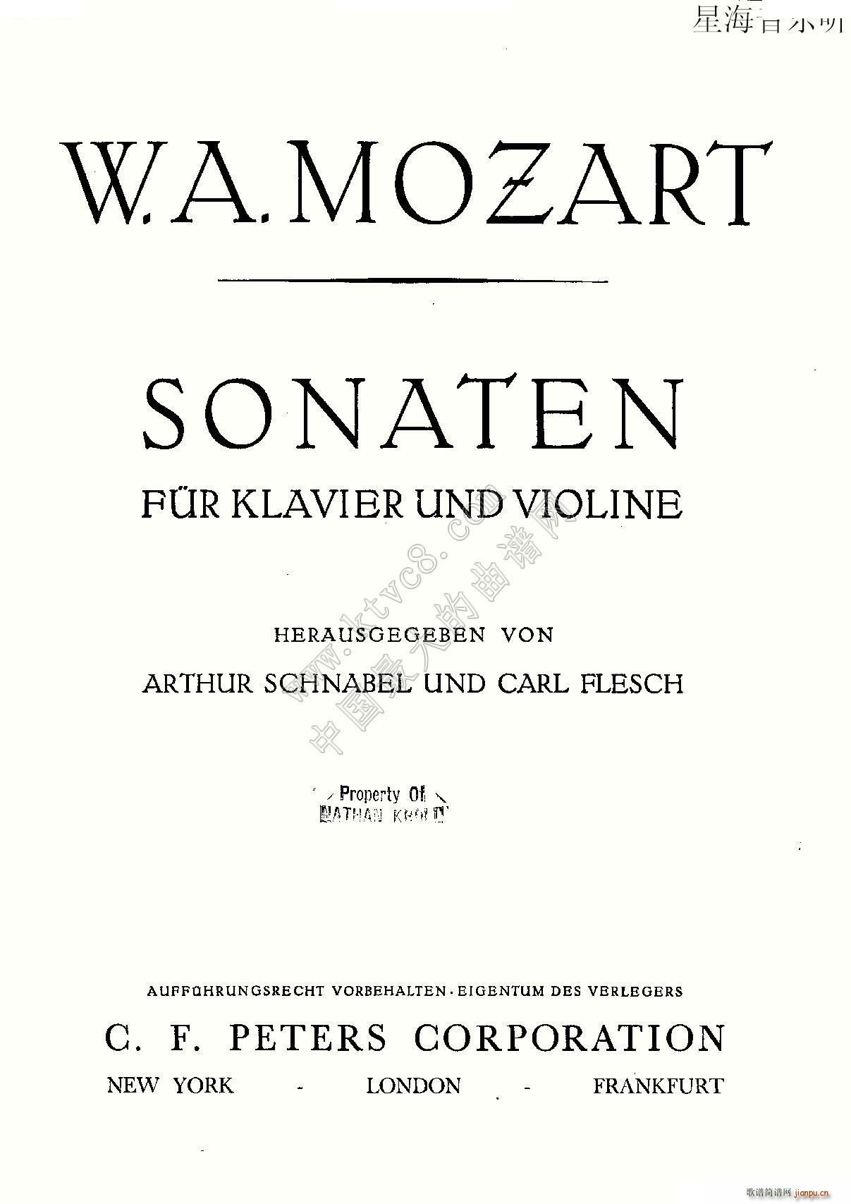 Mozart Violin Sonata No 3 KV 306 第三小提琴奏鸣曲(小提琴谱)1