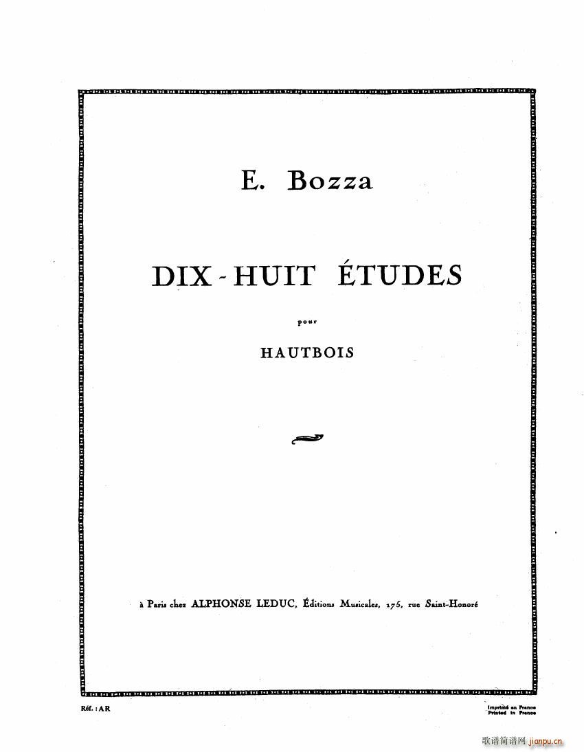 E Bozza 18 études Pour Hautbois(钢琴谱)1