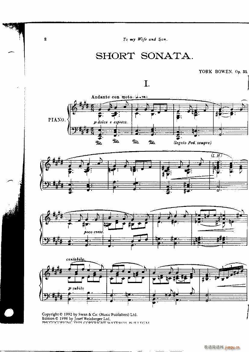 Bowen Op 35 Short Sonata(钢琴谱)1