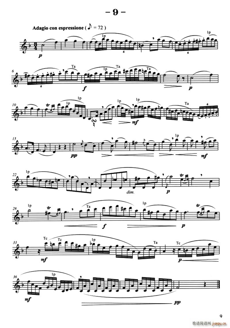 菲林萨克斯管练习曲 9(十字及以上)1