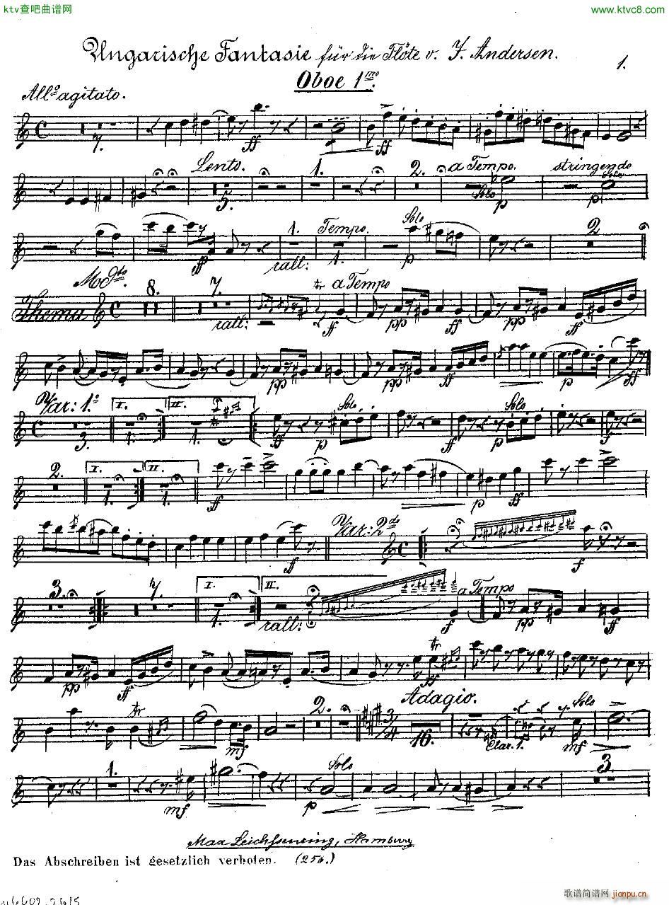 Andersen op 2 Ungarische Fantasie orch parts(钢琴谱)26