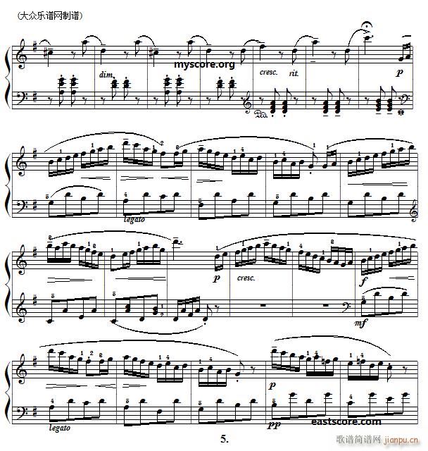 库劳小奏鸣曲 Op55 No2 3(钢琴谱)5