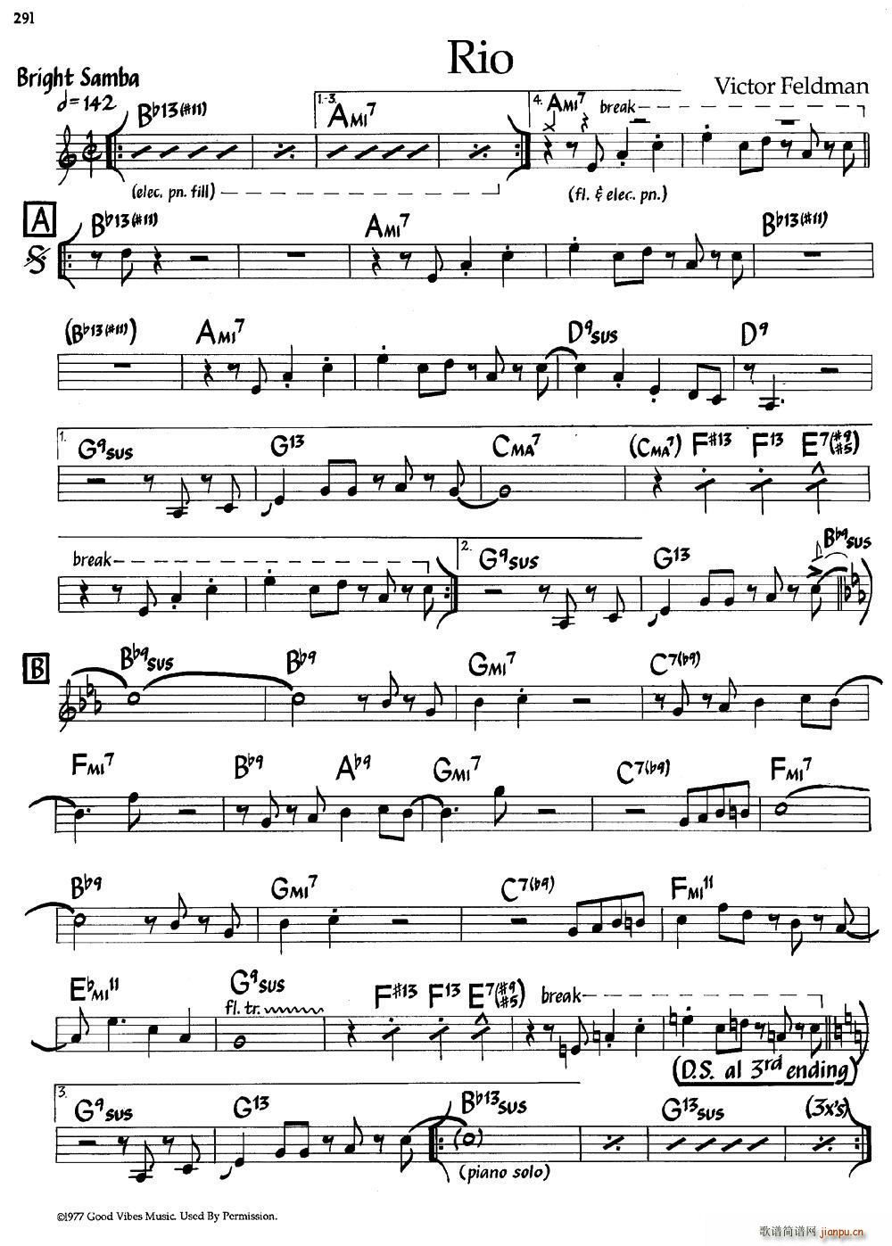 Rio 爵士钢琴曲(钢琴谱)1