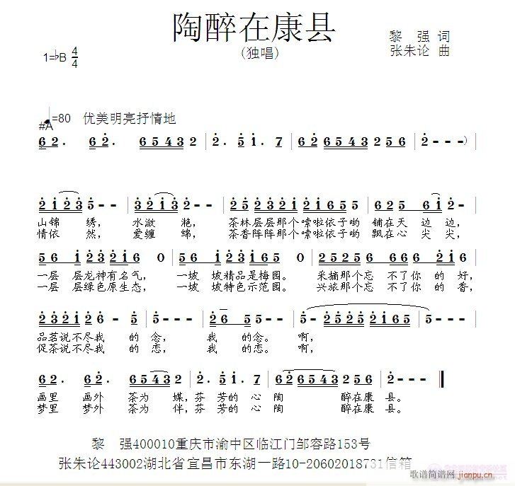 陶醉在康县(五字歌谱)1