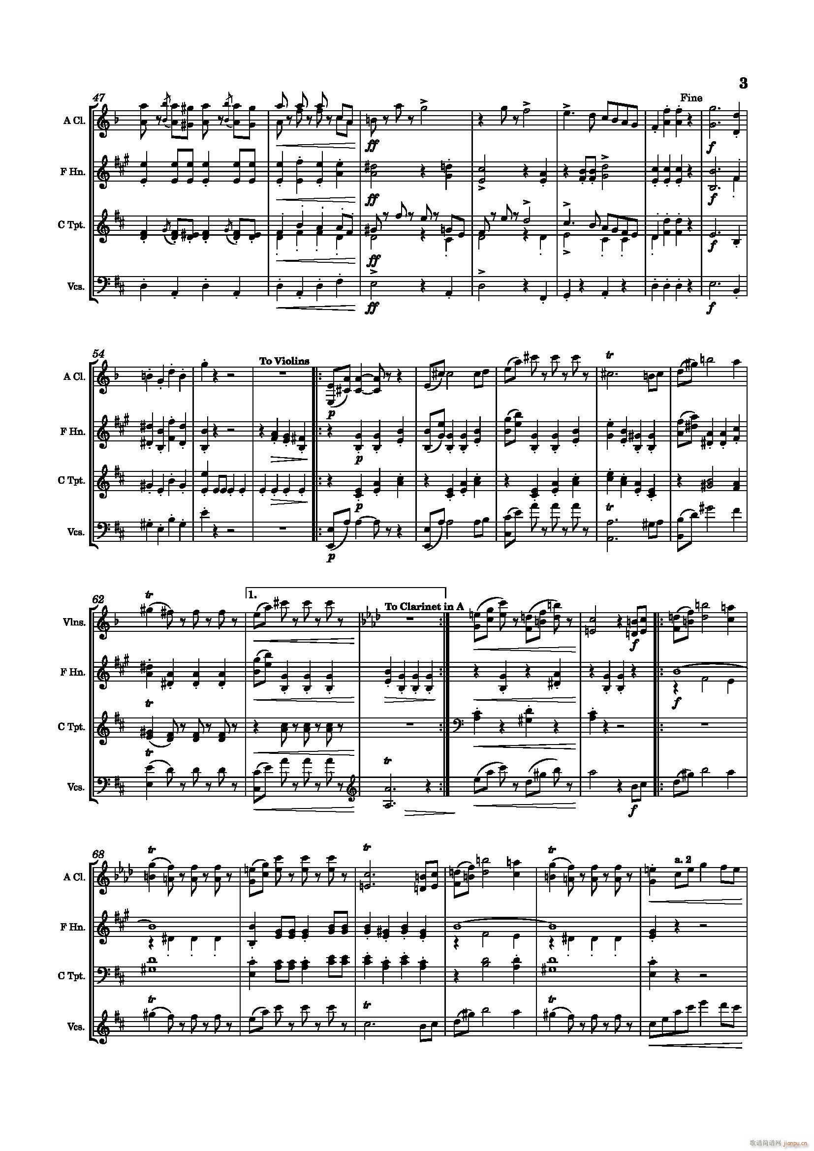 老约翰 施特劳斯 拉德茨基进行曲 混合四重奏(总谱)3