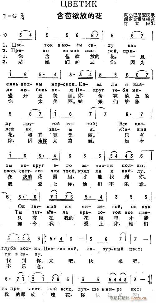 含苞欲放的花 俄汉语(十字及以上)1