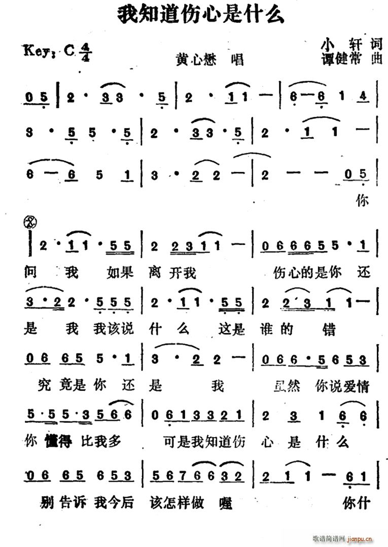 我知道伤心是什么(八字歌谱)1