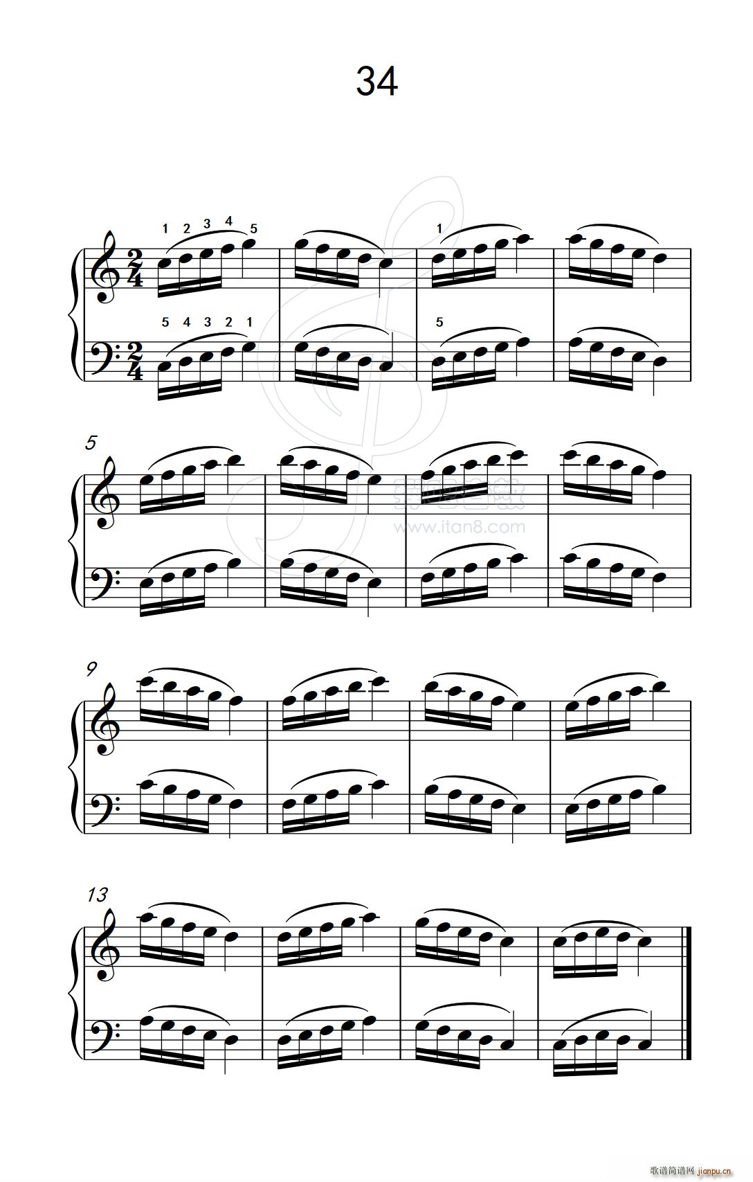 八 提高速度 增强手指灵活性的练习34 儿童钢琴手指练习 1(钢琴谱)1